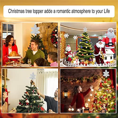 Коледа в цилиндър за елха от листа, с вградени led прожектори, под формата на Снежинки, Коледна украса, Led Прожектори за дърво коледна