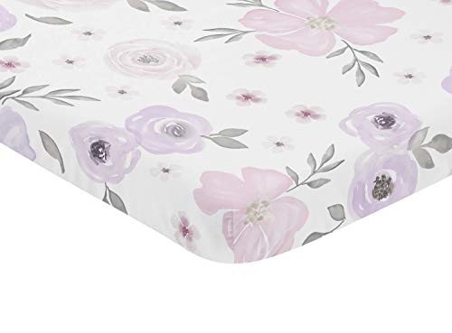 Sweet Jojo Designs Лавандово-Лилаво, розово, сиво и бяло мини Преносим кошче за новородени момичета от колекцията акварельных цветове - Rose Flower - само за мини-креватче или опа
