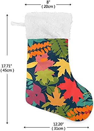 Коледни Чорапи ALAZA, Разноцветни Есенни Листа, Класически Персонализирани Големи Чулочные Украса за Семейни Тържества, декорация за Партита, 1 опаковка, 17,7