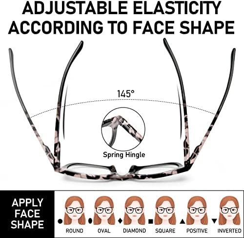 MMOWW 6 Опаковки Големи Квадратни Очила за четене за Жени, Модни Очила в Стил Опра, Блокиране на Синя Светлина, Ридеры с Пружинным