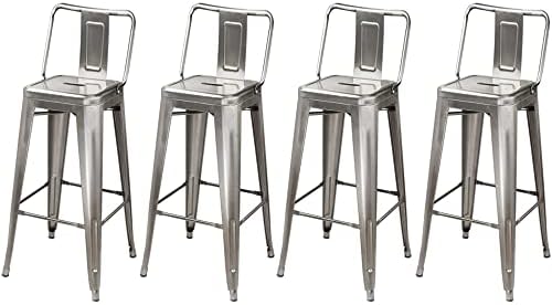 30-Инчов Бар стол GIA със средна облегалка, брой 2, от Оръжеен метал, с Метална седалка
