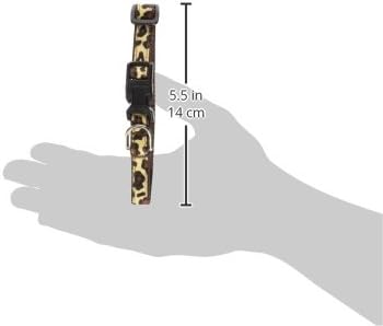 Нашийник за кучета XSmall от естествен леопард: ширина 1/2, в регулация на 6-12 см - Произведено в САЩ.