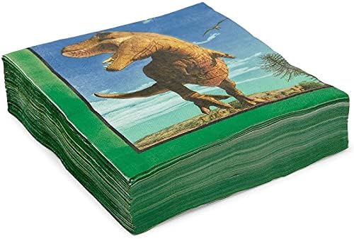Хартиени салфетки T-Rex за детски рожден ден Динозавър (6,5 x 6,5 инча, 150 опаковки)