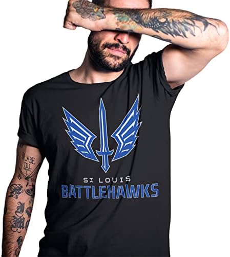 Мъжки t-shirt St Louis Battlehawks, Памучни Блузи с кръгло деколте и Къс Ръкав, Тениска С Принтом