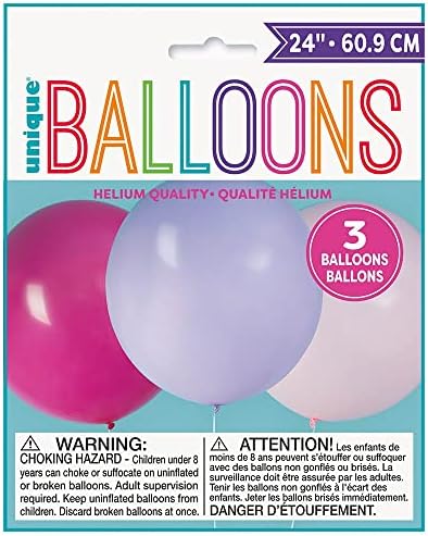 Балони от латекс за парти - 24 инча | Виолетово-розово | 3 бр.