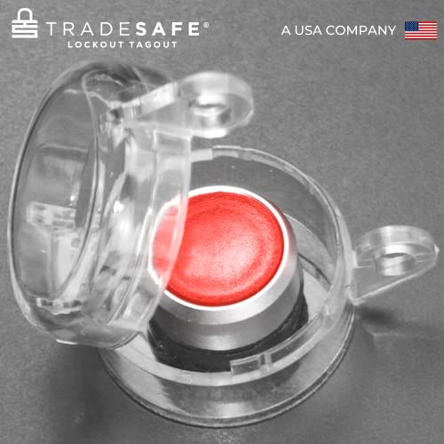 Заключване на капака бутон за аварийно спиране TRADESAFE - Кръгла Прозрачна капачка кнопочного прекъсвач, диаметър на отвора 1-1 / 8 инча, заключване на голям бутон, Закры?