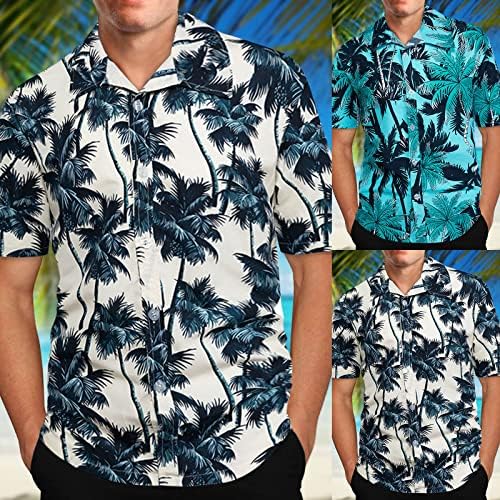 UOCUFY Хавайска Риза за Мъже, Мъжки Хавайска Риза Обичайните Размери, С Къси Ръкави и Принтом Копчета, Летни Плажни Ризи