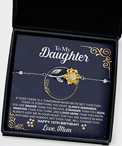 zapbest Подарък-Огърлица за 16-ия Рожден Ден на дъщерята на пощенска картичка-Послание, Подарък-Гривна с Подсолнухом На 16-тия