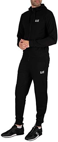 Мъжки спортен костюм от Джърси с качулка EA7 с цип, Черна