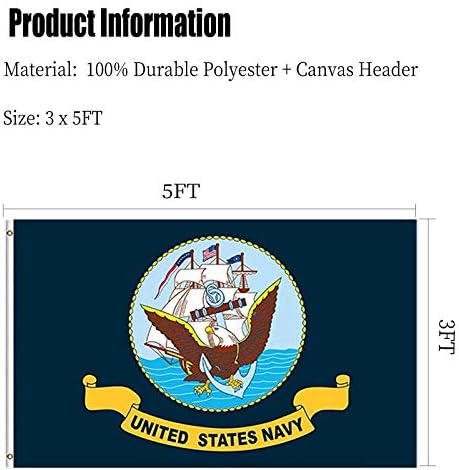 Военноморски Флаг Открит 3x5 Двустранен Тежък Военен Флаг ВМС на САЩ на 3 Слой 200D от ултра силна Полиестер и устойчив платно