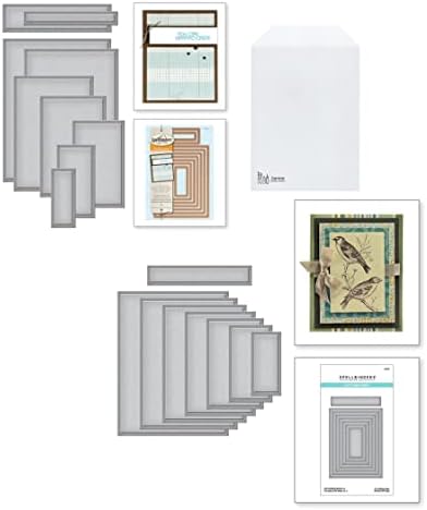 Печати за създаване на карти на Spellbinders Nestabilities A2 с надпис, Основи на рогозки A и Basics B, Джоб за печати Carnora, Комплект