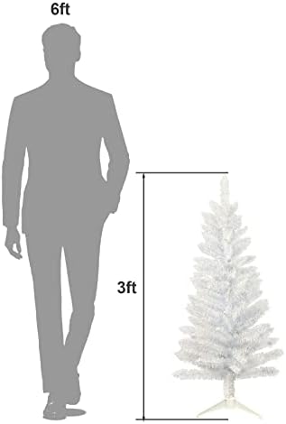 3-Подножието на Изкуствена Коледна елха със стойка - Противопожарна и е устойчив на атмосферни влияния, лесна за сглобяване на Бяло Дърво за Декорация на дома, офиса