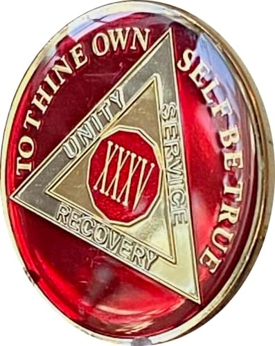35-годишният медальон АА 1,5-инчов размера с метален мандариново-червен чип за бгв