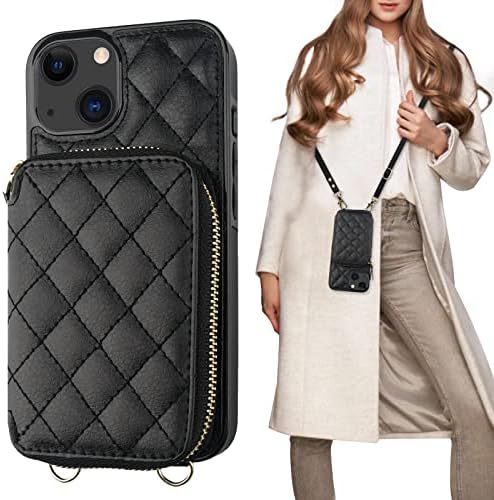 Чанта-портфейл Bocasal по рамото за iPhone 13, RFID-Принудителна Bag-Чанта от изкуствена кожа с цип, флип-надолу Капак, Калъф-за