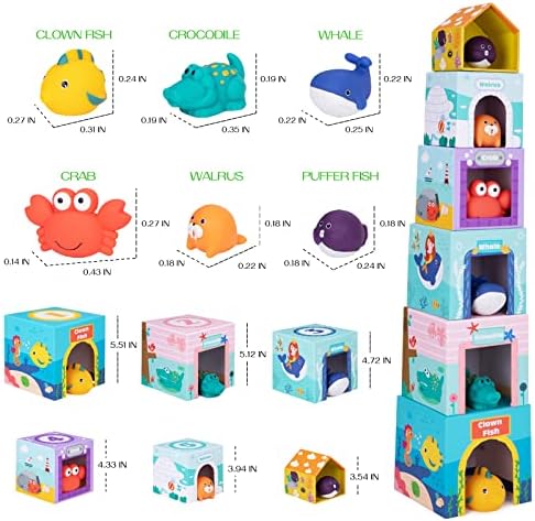 Играчка за сортиране и подреждане в Океана за деца от 1-3 години – Забавни Кубчета с цифри, играчки за баня за момчета и момичета