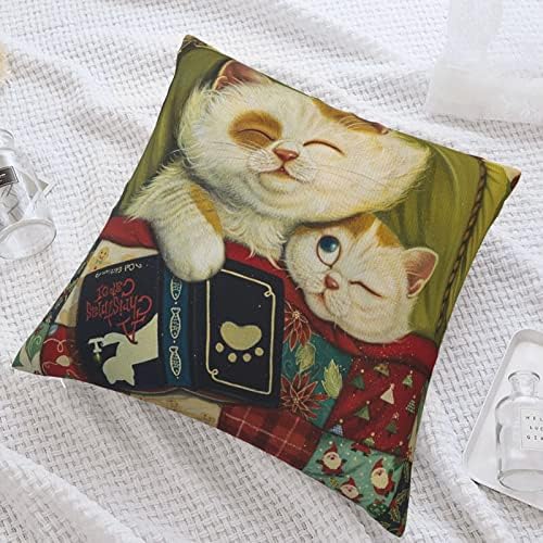 FLYSWALLOW Смешно Котка, Дете с майка си Спи На леглото, Калъфка за възглавница, Квадратна Калъфка за възглавница, 18 X 18, Калъфки