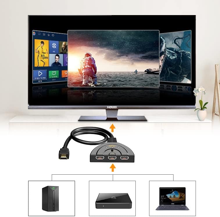 HDMI превключвател на качество на изображението с висока резолюция 4k с три входа и един изход, поддръжка на 4K 3D HD 1080P за Xbox PS4 Roku HD TV