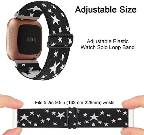 Регулируема Еластична каишка за часовник, който е Съвместим с Fitbit Versa/Versa 2/Versa Lite Special Edition за Жени и Мъже, Найлонов