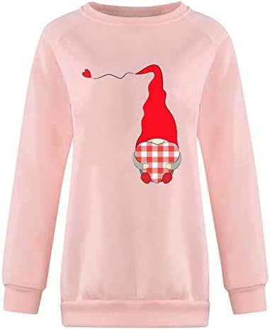 Дамски Ризи с дълъг ръкав в Деня на Св. Валентин, Hoody с изображение на Любовта на Елф, Извънгабаритни Сладък Пуловер с кръгло деколте,