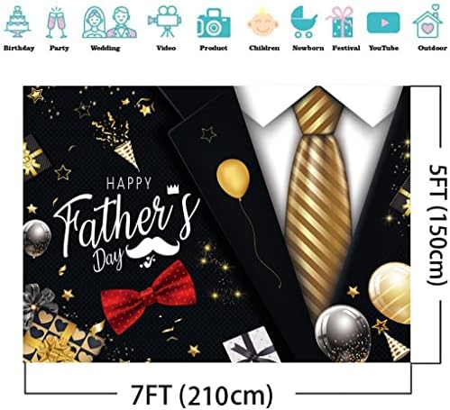 DHXXSC 7X5FT Щастлив Фон за Деня на бащата Златен Костюм и Вратовръзка на Фона на партито в чест на Деня на бащата Фотофоны