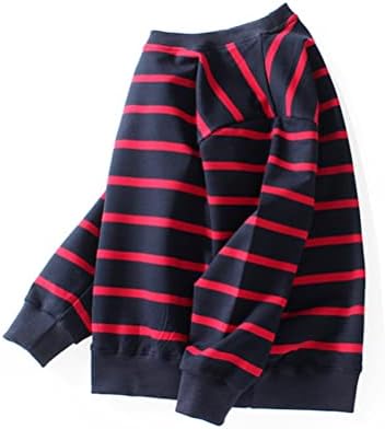 HAOLUKI/Памучен Hoody с кръгло деколте и дълги ръкави за Момчета и Момичета, Детски Случайни Основен Пуловер на Райета, Блузи, Ризи