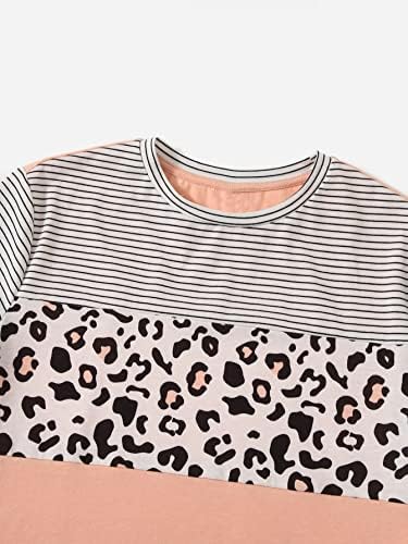 Лятна Тениска SOLY HUX в ивица с Леопардовым Принтом за момичета, Блузи с Къс ръкав и кръгло деколте