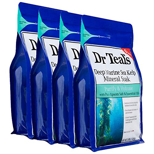 Подаръчен комплект Dr. Teal's Пречистване & Hydrate за вана с морски водорасли на Ден на майката (4 опаковки по 3 кг всяка) - Богати на хранителни вещества, етерични масла, вод?