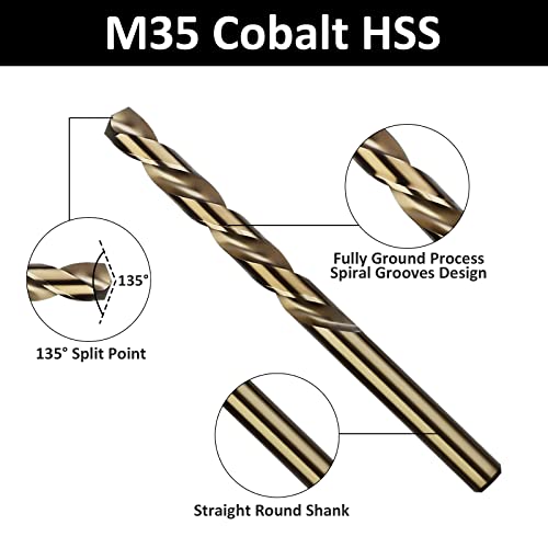 UBESTHS 7/64 Кобальтовые тренировка 12 бр., Набор от тренировки за Метал M35 HSS с Футляром за Съхранение от Солиден метал,