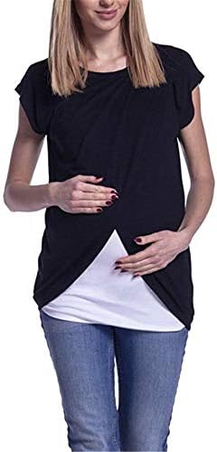Andongnywell/ Дамски Блузи за Хранене с Къс ръкав, Ризи за бременни и кърмещи, Двупластова Тениска С Къс ръкав