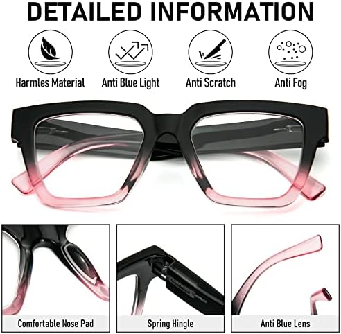 KoKoBin 6 Опаковки Очила за четене в стила на Опра за жени, Негабаритная Квадратни Рамки, и Синя Светлина, Блокиране на Удобни Ридеры