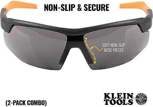 Klein Tools 60174 Защитни Очила, ЛПС, Защитни Очила с Полукадрой, Устойчиви на надраскване, Фарове за Прозрачни и Сиви Лещи Комбиниран Комплект