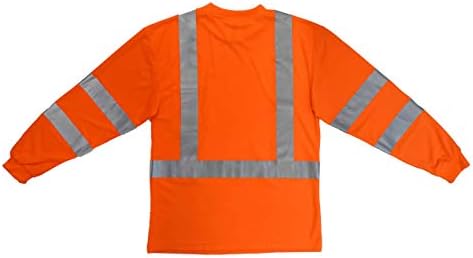 Защитна тениска от влагоотводящей окото Radians ST21-3POS-L, Клас 3 Max-Dri с дълъг ръкав, Голяма, оранжева