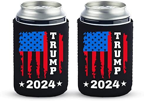 Голямата заплаха на Доналд Тръмп 2024 - Върни Америка - Кулата Могат да Охладители политически напитки Coolies-Черен (2) (6)