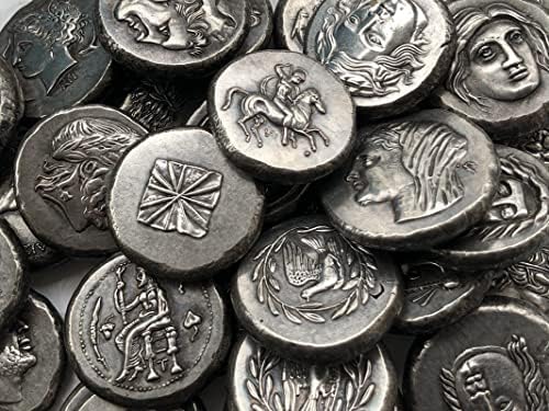 Гръцките Монети, Месинг Със Сребърно Покритие Старинни Занаяти Чуждестранни Възпоменателни Монети Неправилен Размер Вид 96