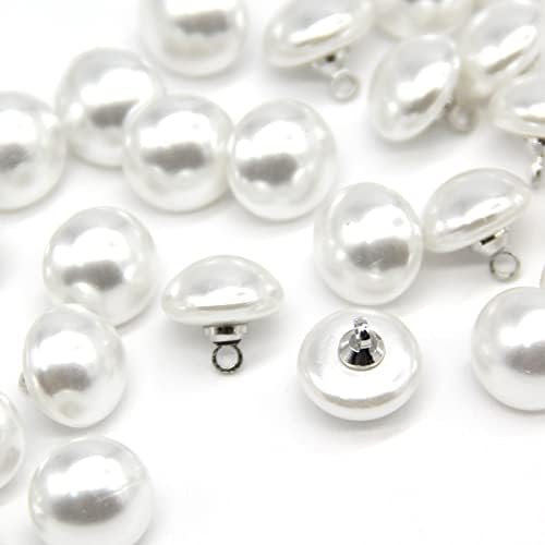 USOSOU 10 мм Перлени Копчета във форма на Гъбички на Полукръг, Бели Копчета от изкуствени Перли за Шиене, Блузи, Поли, Сватбени Рокли,