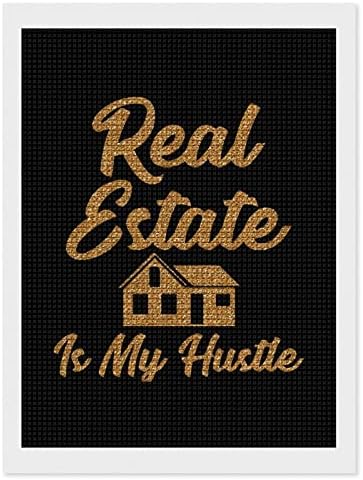 Real Estate is My Hustle Декоративни Комплекти За Рисуване с Диаманти Забавни 5D направи си САМ Пълна Тренировка Диамантени Точки Картини Начало Декор 12 x 16
