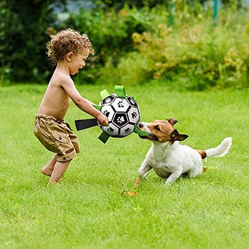 JINGSHENG 7,5-Инчов Голям Светещ играчка за Куче | футбол Подземните води Извън времето | Траен TPU + Найлон | Интерактивна игра