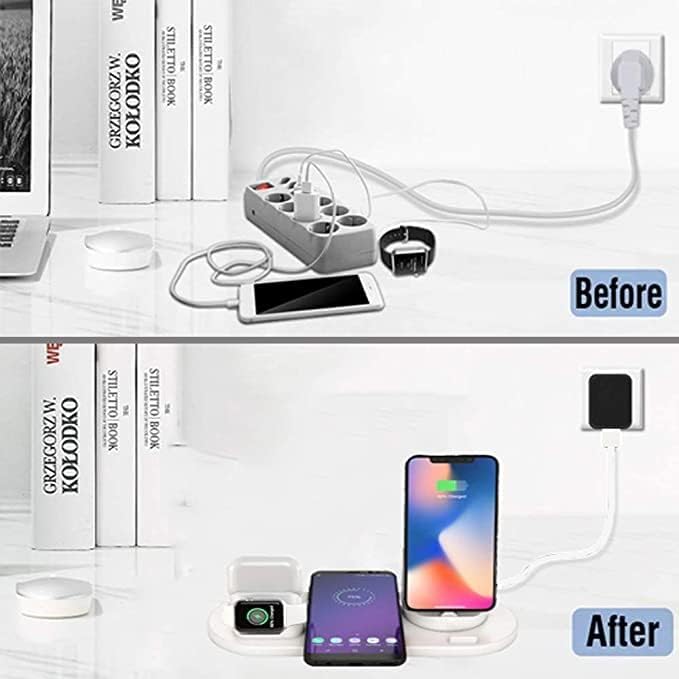 Безжично зарядно устройство, Безжична зарядно устройство, 6 в 1 за Apple iPhone/ iWatch/ Airpods, iPhone 13/12/11 (Pro, Pro Max)/XS/XR/XS/X/8