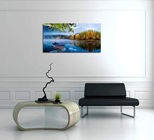 Арджун Синьо небе Езеро Природен Пейзаж Панорамна Планинска картина 40 x20 и Пейзаж дървета Синя Картина на Природата Горска картина 48 x24.