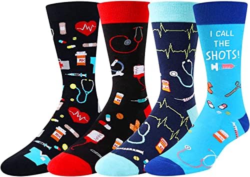 HAPPYPOP Мъжки Забавни Чорапи Crazy Food Математика Space Alien Crew Socks, на Новост, на Коледен Подарък Кутия