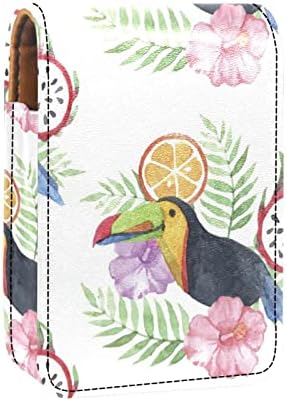 Цветна Пролет Калъф за червило Flora of Bird с Огледало за Чантата си, Преносим Калъф, Органайзер