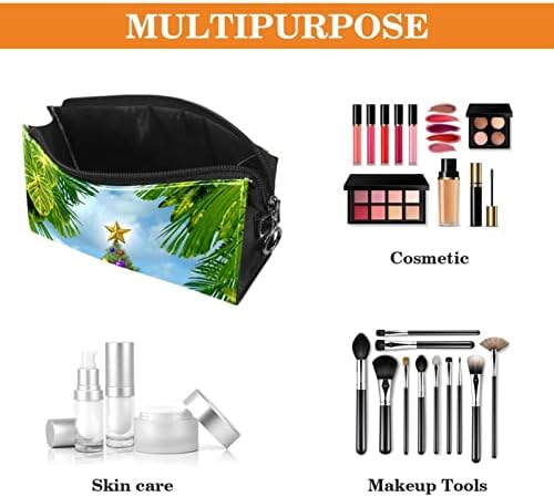 TBOUOBT козметични чанти, козметични чанти за грим за жени, Малки Пътни Чанти За Грим, Тропическа Пясъчна Коледно Дърво в Джунглата