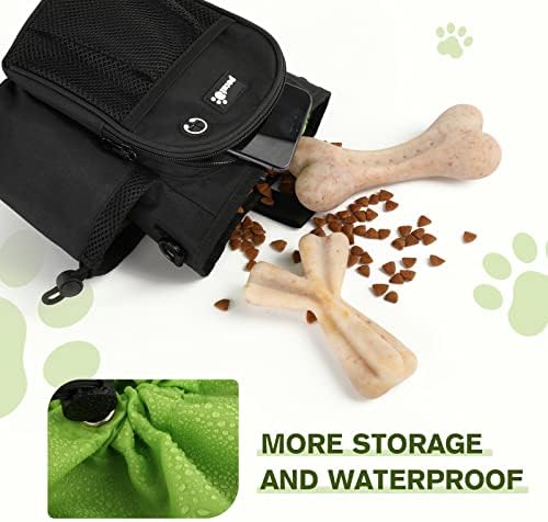 Удобна чанта за лакомство за кучета, Чанта за дресура на кучета без ръце с пагон, метална скоба за надбедрен колан и сгъваема чаша, Вградена в опаковка за какашек, 3 н
