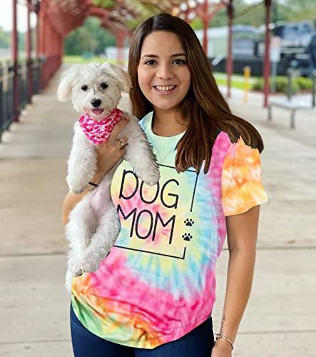 Тениски за Майките Кучета за Жени с Забавен Графичен Принтом Кучешки Лапи, Къс Ръкав, Тениска за Майки с Кръгло Деколте
