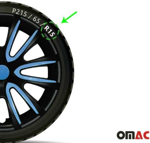 15-цолови тасове OMAC за Toyota Camry в Матово Черно и синьо 4 бр. Капака Джанти - Шапки ступиц - Подмяна на външната повърхност на автомобилни гуми