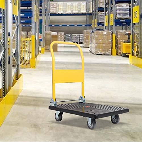 WANGPP Сгъваема количка-платформа, ръчна количка-сгъваема платформа с въртящи се ролки и голям капацитет за товарене и съхранение, за