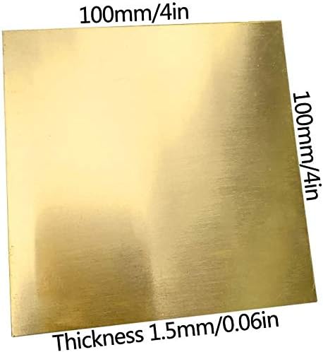 Месинг лист HUILUN Месинг лист 100x100 мм Дебелина 1,5 мм за Ремонт на Метални Изделия DIY Месингови Плочи (Цвят: 100x100x1,5 мм)