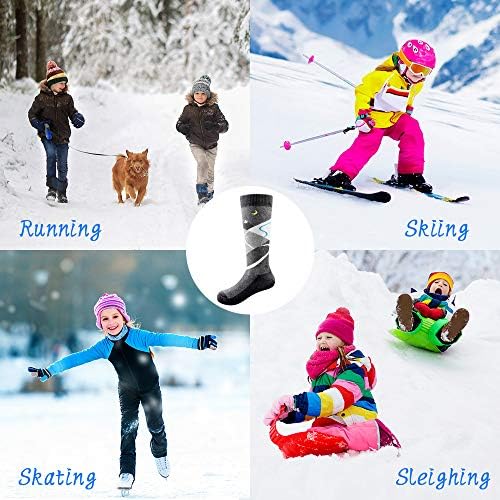 Детски ски чорапи FanNicoo (2 чифта/3 двойки) за момичета и Момчета, Топли Меки Чорапи с Неплъзгащи белезници за Зимна ски ваканция на открито