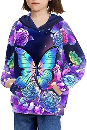 Upetstory Блузи за Момичета И Момчета, Детски Hoody с качулка с дълги ръкави и Джобове, Всекидневни Пуловер, Потник S-XL