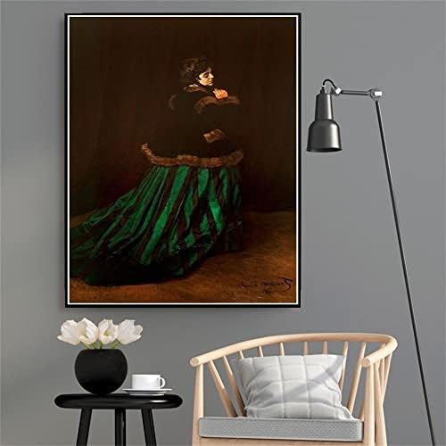 Камий, известна още като Жената в зелена рокля, Картина на Клод Моне, Комплекти за диамант живопис Направи си сам за възрастни,